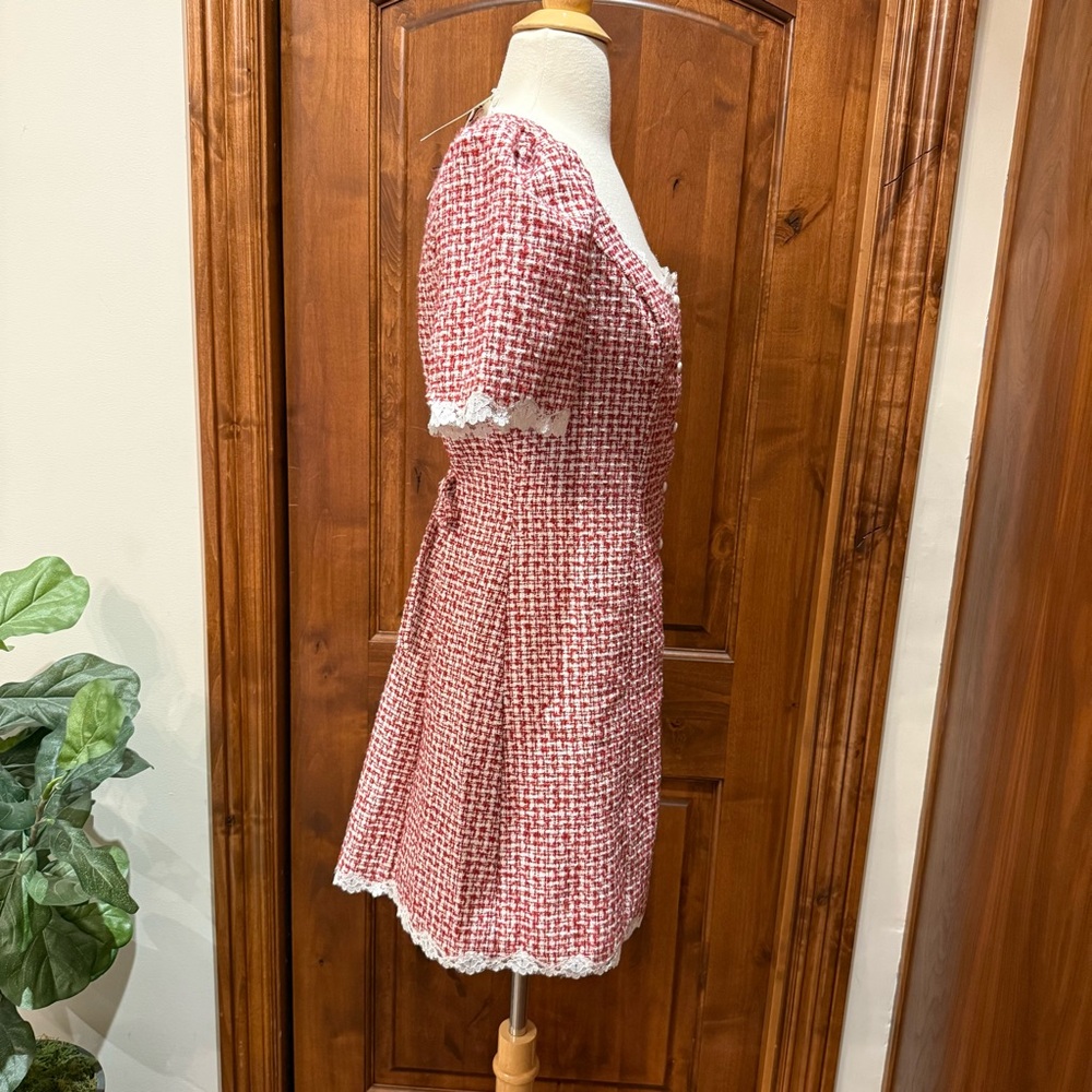 Reformation Annabella short sleeve Red and White Mini Dress - Picture 7 of 9